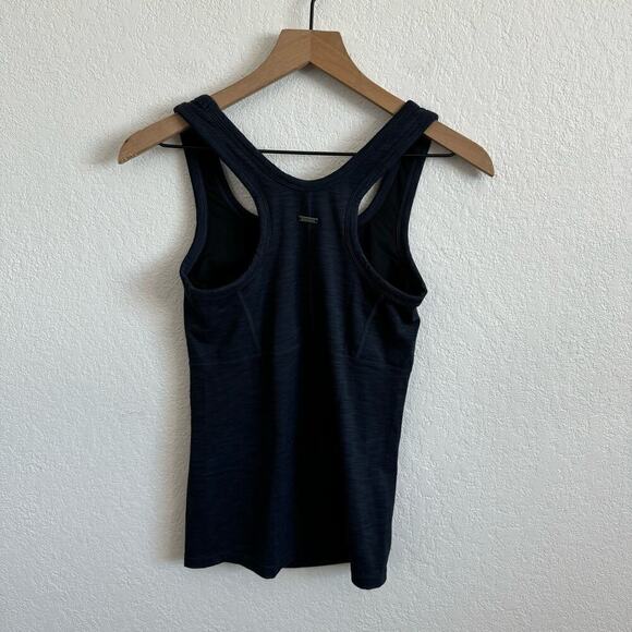 prAna Becksa Scoop Neck Racerback Tank Top Midnight Dew Heather Navy Blue XS - Picture 6 of 8